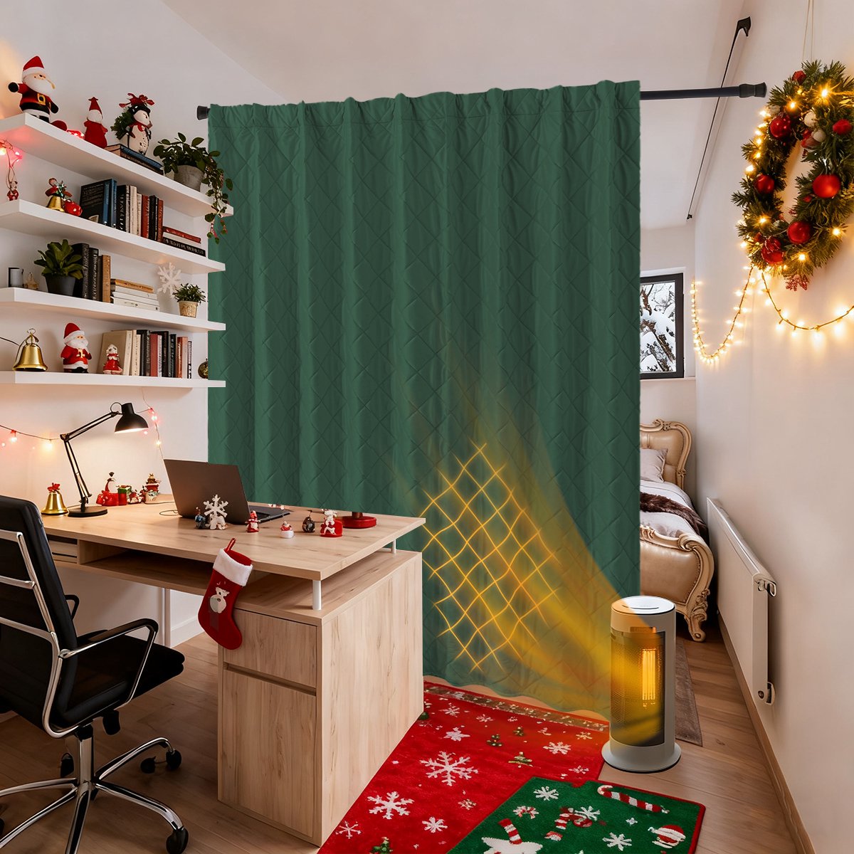 Qelus Extra Breed Verduisterende Gordijn 254x214cm - 410gsm Warmte- en Geluidsisolerend Fluweel - Kant en Klaar met Plooiband - Kerstgroen