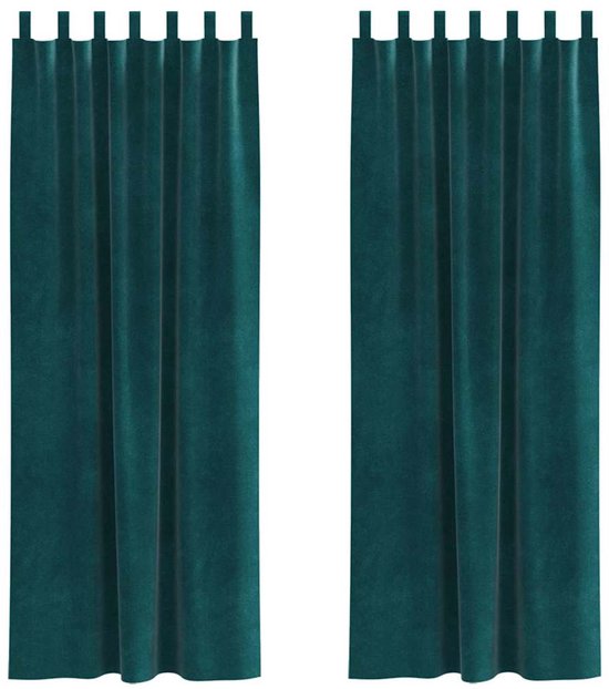 Gordijnen met gordijnen 2 st | Raamgordijn Donkergroen 140 x 260 cm Fluweel
