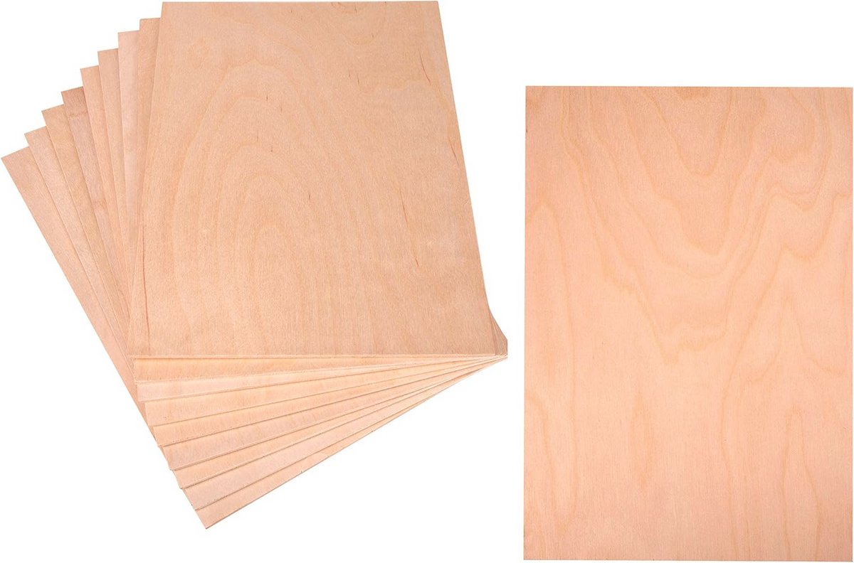 Multiplexplaat 3 mm - 10 stuks A4 formaat voor Houtdecoratie en Kunst
