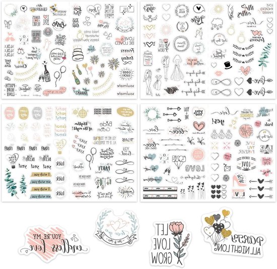 Bruiloft Stickerset Vintage – 160+ Stickers In Goud & Groen, Voor Gastenboek, Fotoalbum, Scrapbooking & Uitnodigingen, Romantisch En Waterdicht