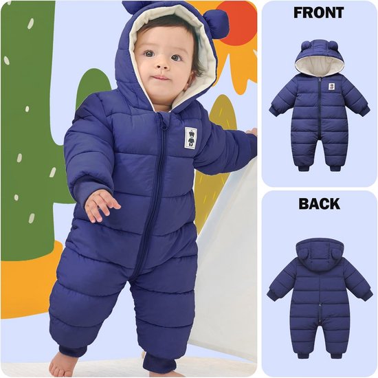 Hooded Winter Romper voor Baby's - Warme Snowsuit Jumpsuit voor Jongens en Meisjes (0-12 Maanden) van Merkloos — afbeelding 5