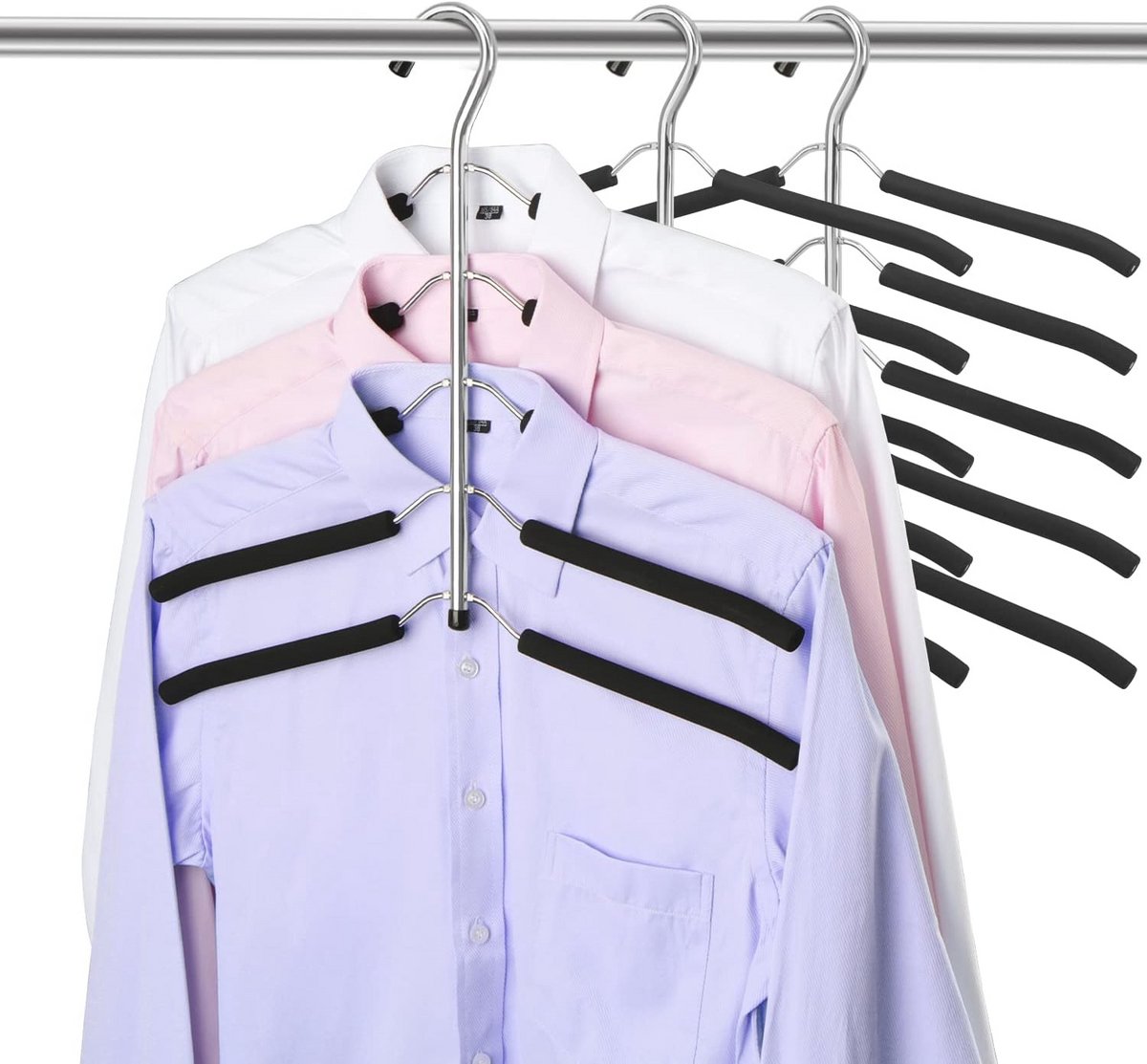 Meerlaagse Ruimtebesparende Kleerhangers - Antislip Hangers (3 Stuks)