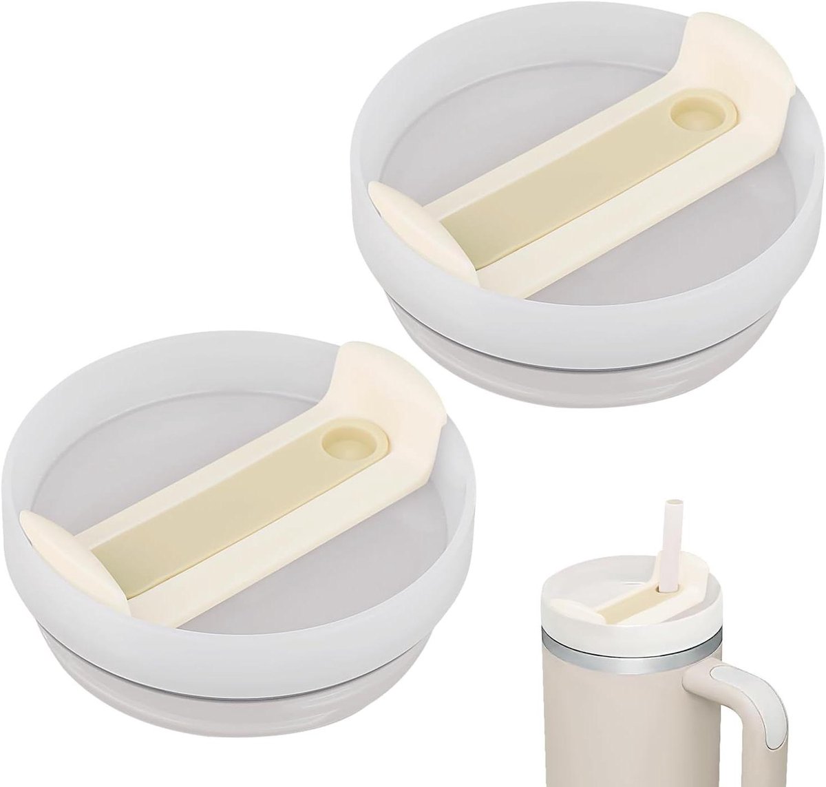 Allecta - Set van 2 universele deksels voor bekers - Lekbestendig en spatbestendig - Voor Stanley Tumbler Cup en andere bekers - Geschikt voor 1200 ml en 40 oz - Regelmatige vervanging voor frisse koffie.