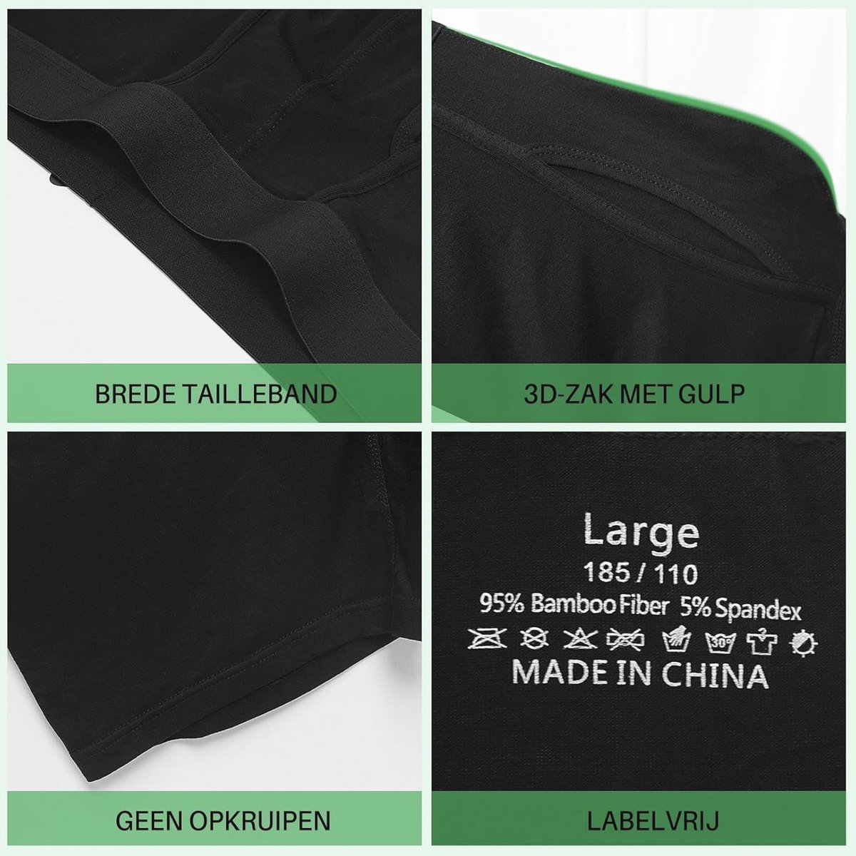 Heren Boxer Shorts van Bamboe - Lange Boxershorts met Vlieg en 3D Pouch - Ademend en Comfortabel - 6 Pack