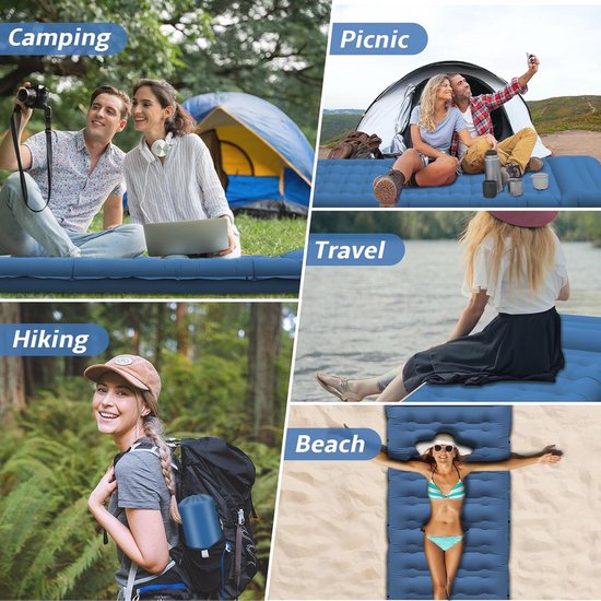 Comfortabele Extra Dikke Opblaasbare Slaapmat voor Camping - Ingebouwde Voetpomp, Compact en Licht van Merkloos — afbeelding 5