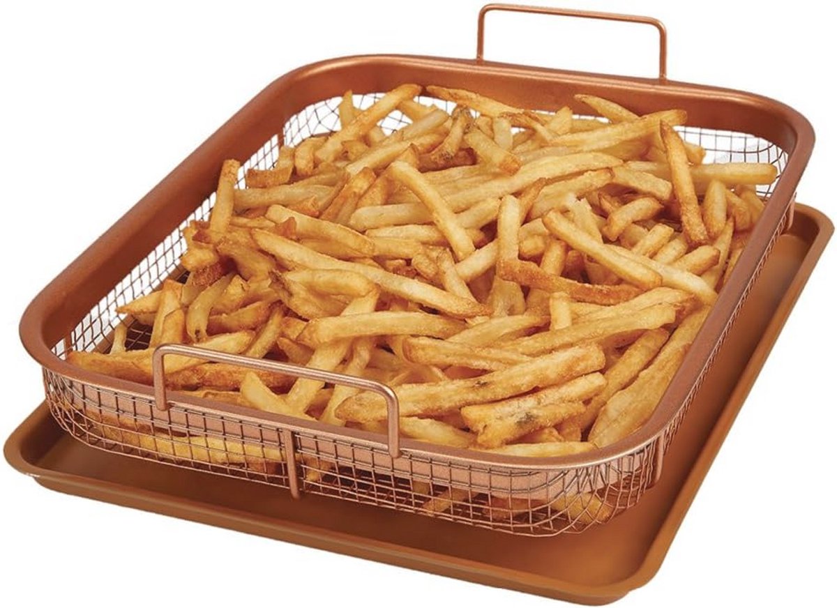 Crisper anti-aanbak oven bakplaat met verhoogde mand - 2-delige set