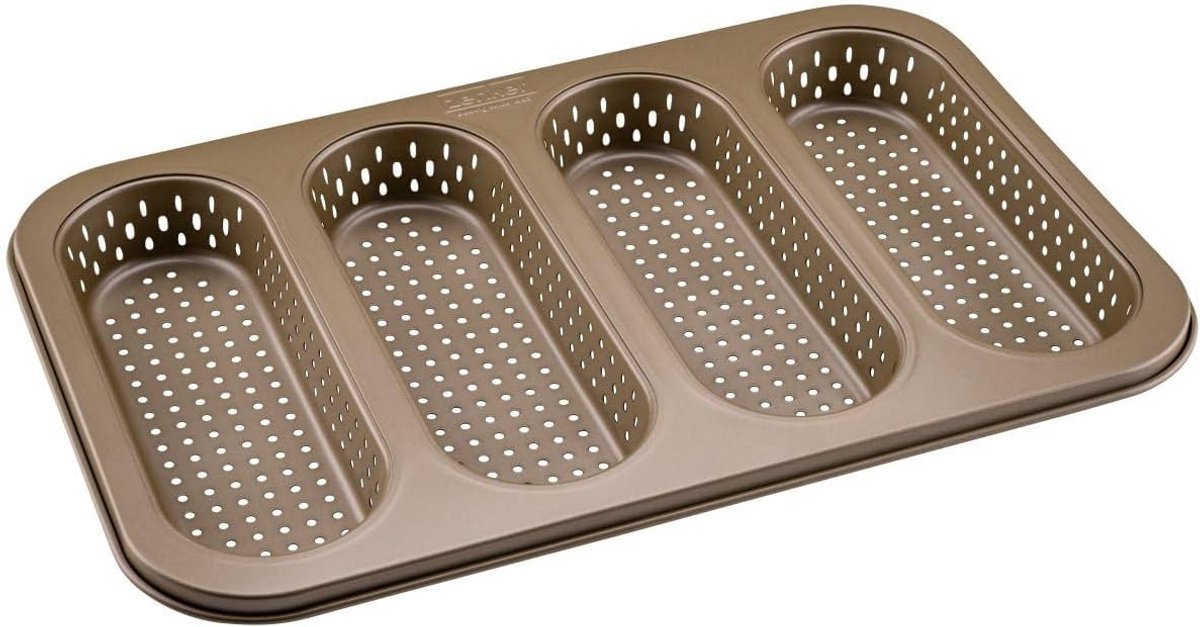 Mini Broodbakvorm voor Zelfgemaakte Broodjes - 4 Mini-Stokjes, Goudkleurig Staal