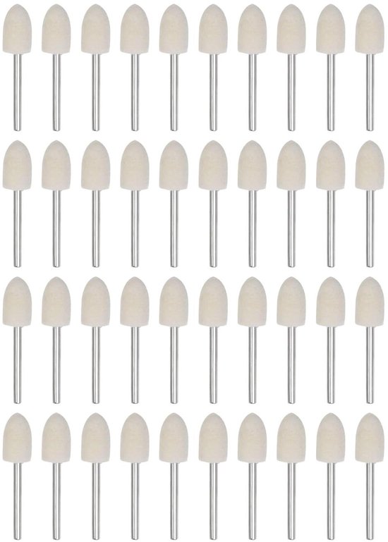 100 stks Wol Vilt Doorn Gemonteerd Slijpen Polijsten Buffing Wielen Polijsten Accessoires Set-1/8 Inch Schacht