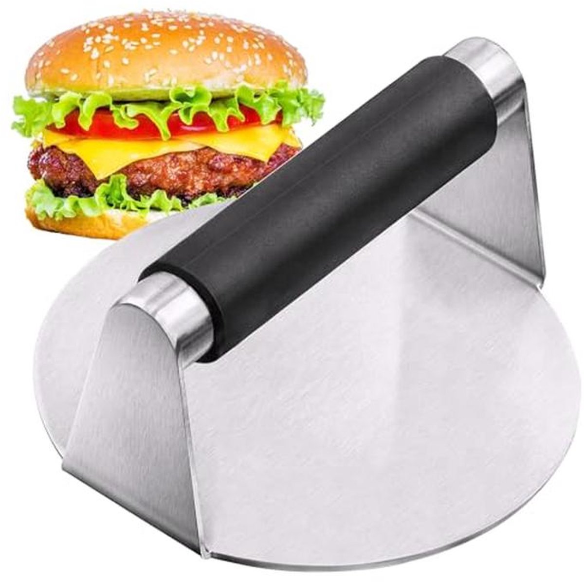 Professionele RVS Hamburgerpers - 14 cm voor Perfecte Hamburgers en Grillgerechten