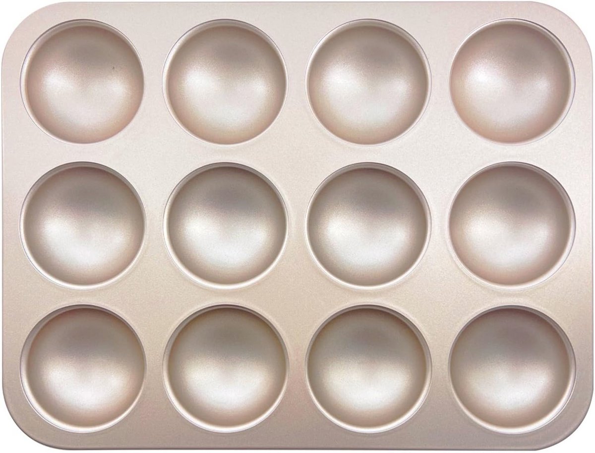 Halfronde Bakvorm voor Muffins en Desserts – 12 Holtes – Antiaanbaklaag – Koolstofstaal