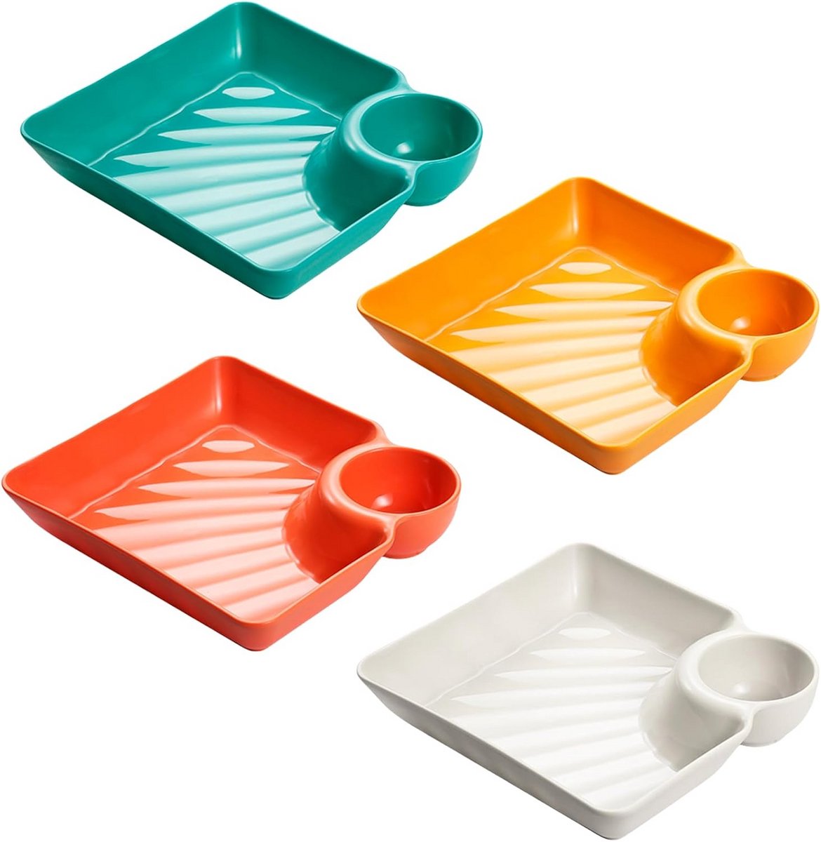 4 stuks snackborden voor dips, snacks en appetizers - Antislip en ruimtebesparend