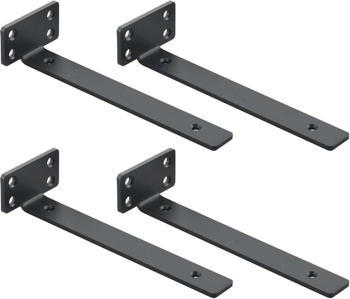 Set van 4 Sterke Hoeksteunen voor Planken, 20 cm, Metalen Plankdragers, Zwart, Tot 70 kg Draagvermogen, Ideaal voor Opslag en Organisatie