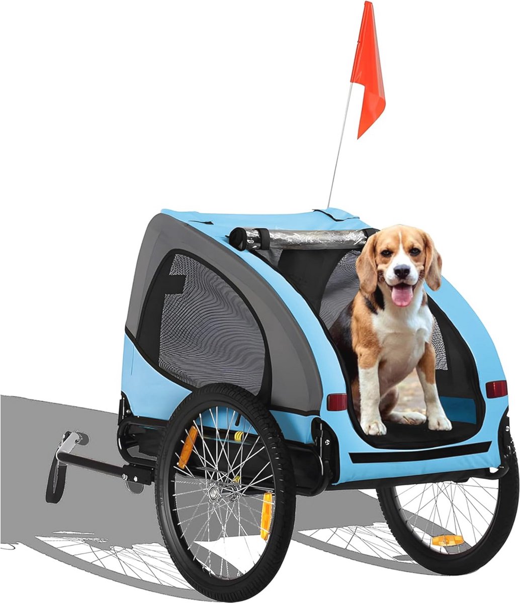 Fietskar voor Honden met Regenhoes - Ideale Hondenwagen voor Fiets