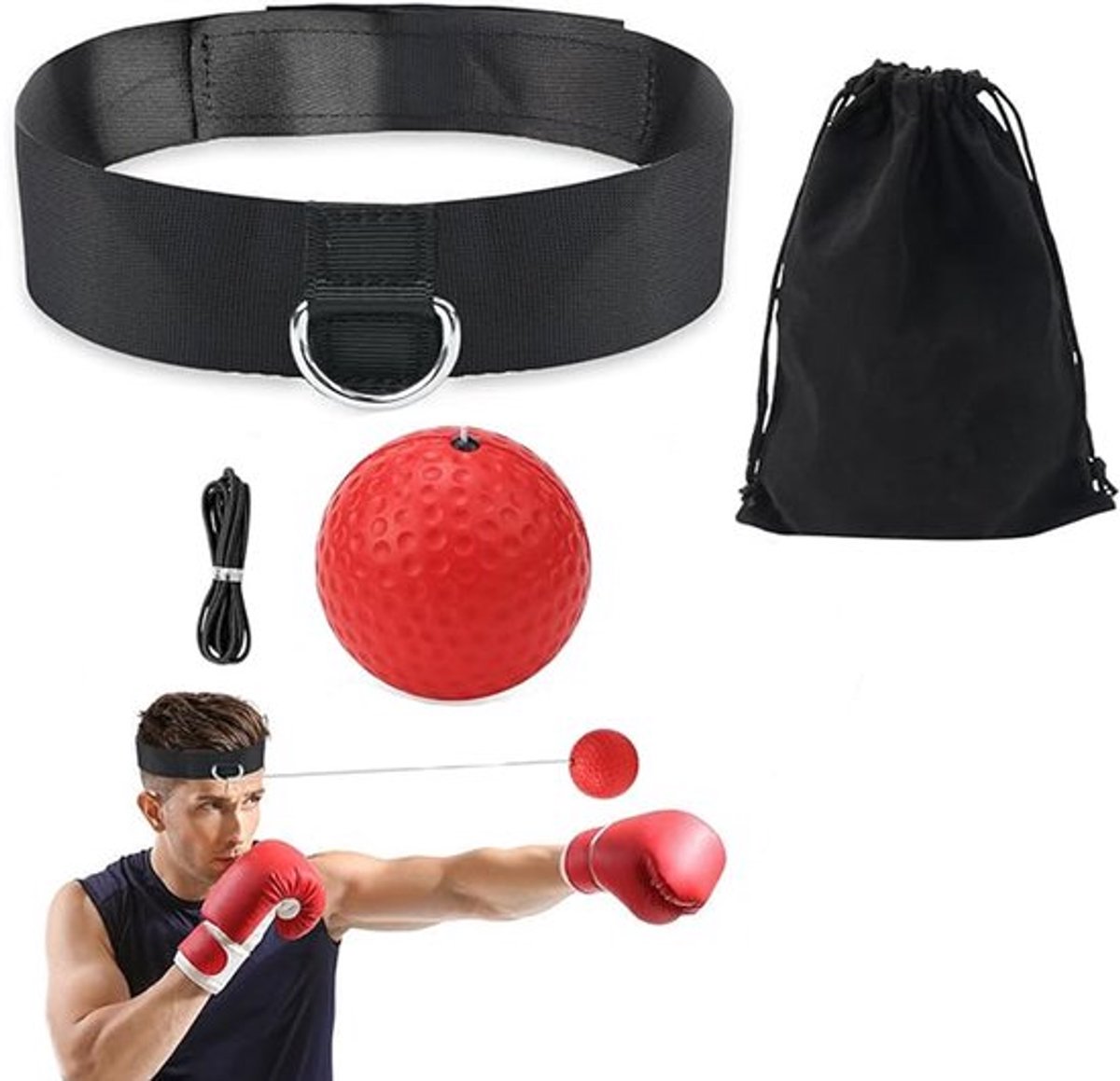 MDUG Unisex boksreactiebal - Hoofdband trainingsmateriaal - Fitness- en coördinatieboksuitrusting - Ideaal voor dagelijkse recreatie en training - Ideaal accessoire voor boksuitrusting