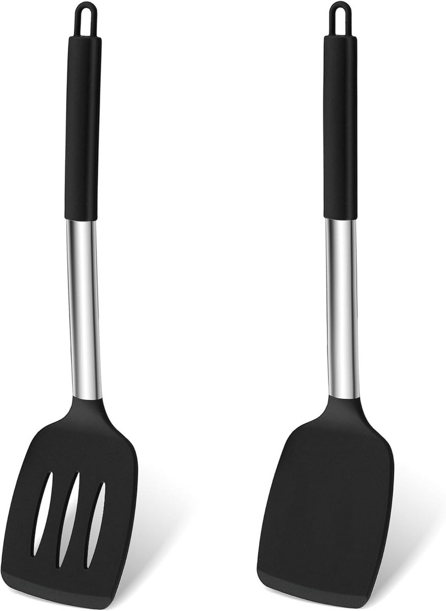 Siliconen Spatula Set van 2 met RVS Handvat
