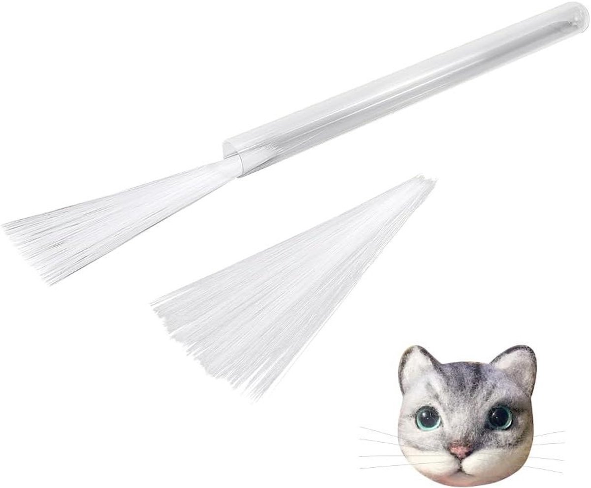 Allecta - Dierlijke snorharen voor ambachten naaldvilten - plastic ambachtelijke dieren baarden - wit - kat - muis - konijn