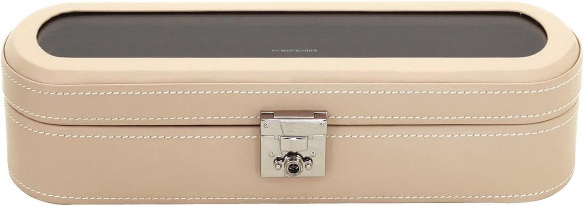 Horlogedoos voor 10 horloges met glazen deksel en afsluitbaar slot