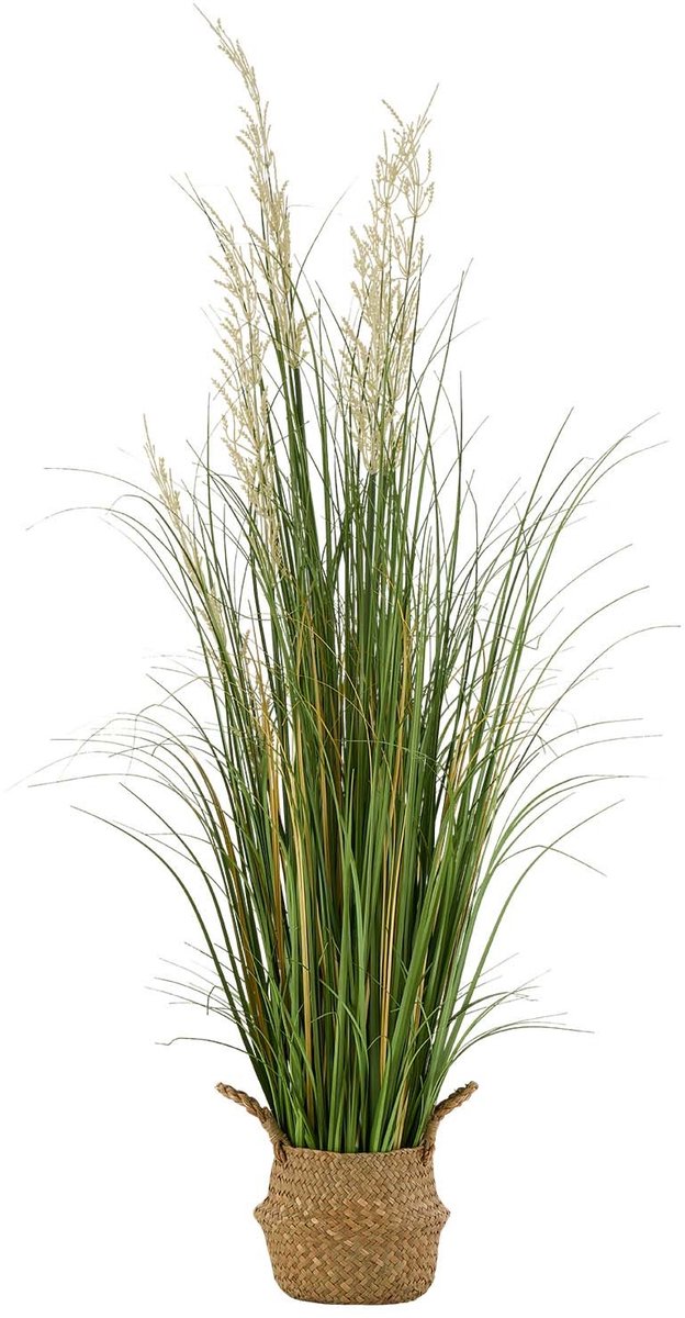 Kunstplant Siergras - Rietgras in Pot 120 cm - Hoogwaardige PVC - Realistisch - Onderhoudsvrij - Voor Huis & Kantoor - 1 Stuk - Groen