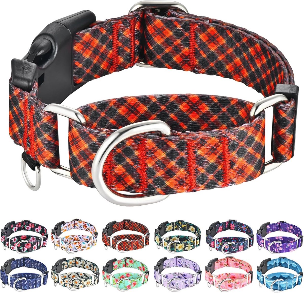 Verstelbare Martingale Halsband voor Honden - Ruitmotief, Voor Kleine tot Grote Honden