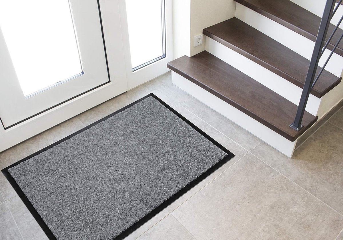 Stunq® Deurmat Binnen & Buiten – 60 × 90 cm – Antislip & Wasbaar – Vuilvangmat van Polypropyleen – Grijs