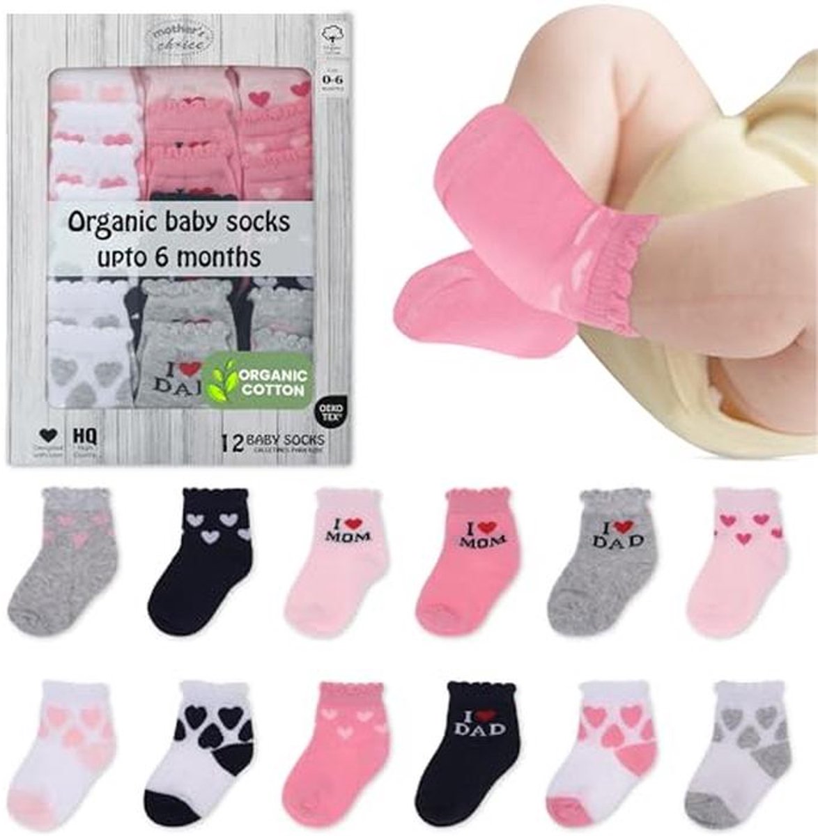 12 Paar Baby Sokken voor 0-6 Maanden - Multifunctionele Stijl