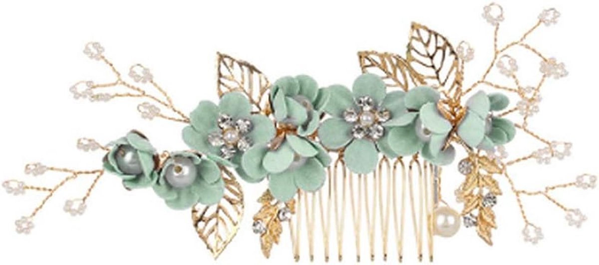 Haarkam voor Bruid met Strass en Bloemen – Elegante Hoofdsieraad