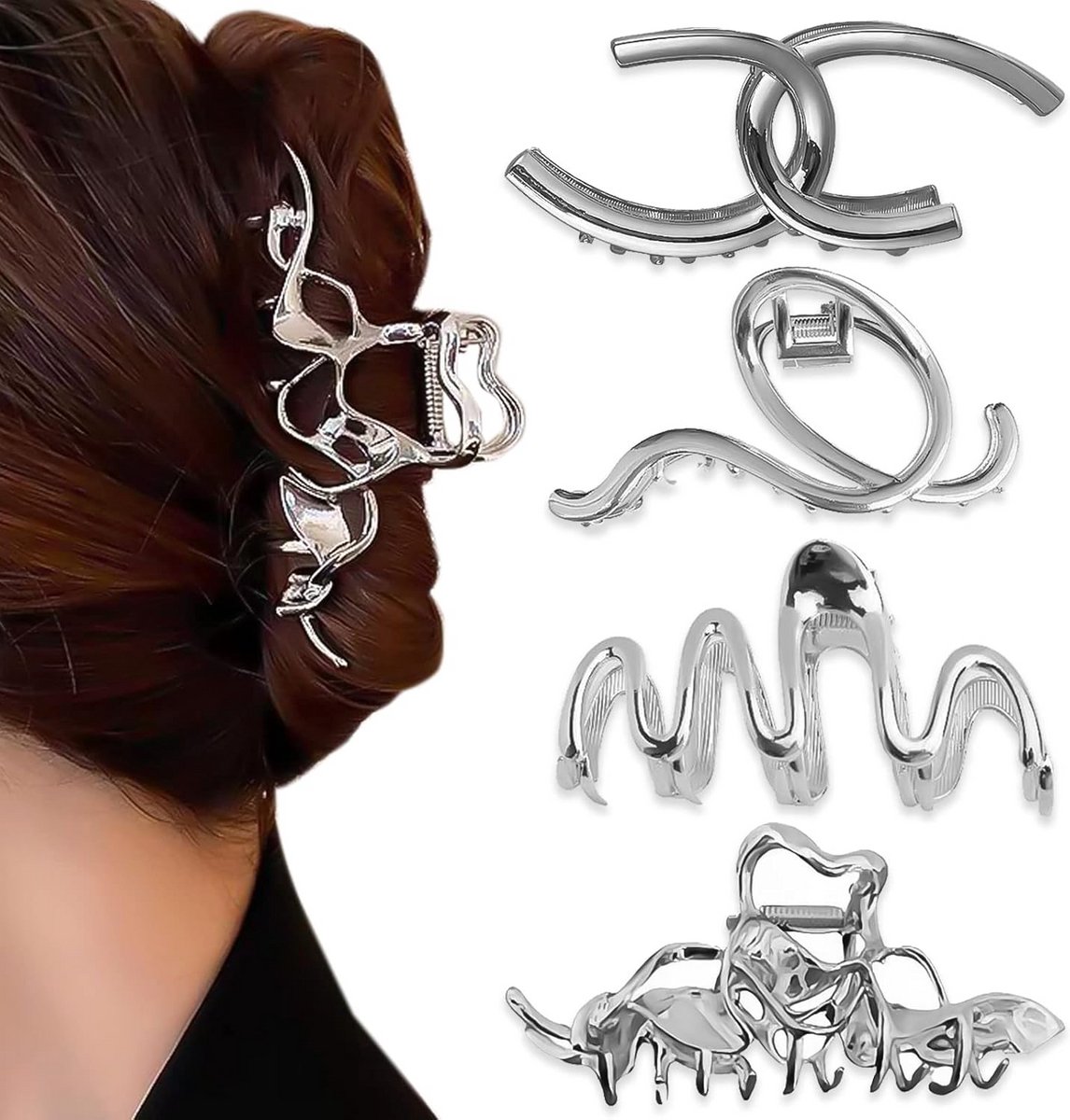Grote Antislip Haar Klauwen Set - Flexibele Haarclips voor Vrouwen en Meisjes