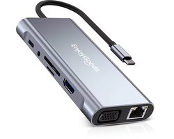 EnjoyGoods® USB‑C Hub 11‑in‑1 – Apple/Microsoft – HDMI 4K, Ethernet 1Gbps, PD Opladen, 4x USB‑A, SD/Micro‑SD – Multiport Adapter voor Laptop & MacBook