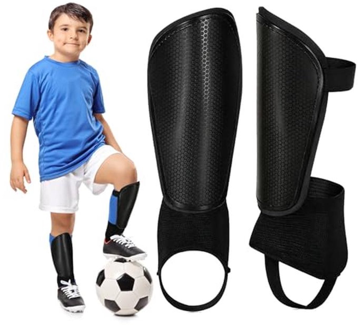 Voetbalscheenbeschermers voor kinderen en volwassenen - Verstelbare, antislip mini-scheenbeschermers - Bescherming voor kuit en enkel, S-L