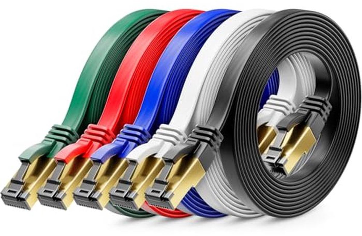 Platte CAT8 Netwerkkabel 1m - 40 Gbit/s Ultra Dunne Ethernet Kabel