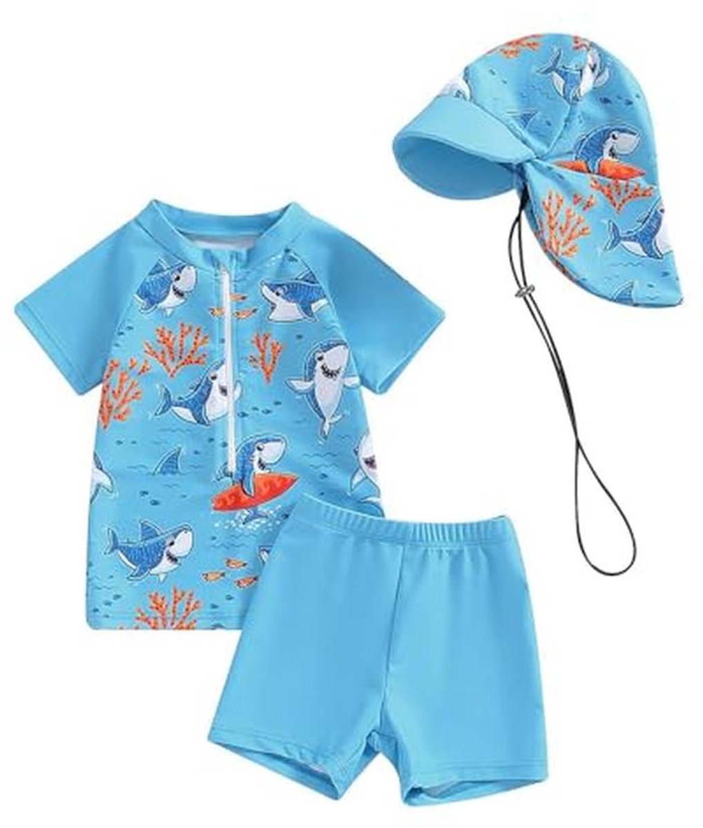 Babybadpak UV Bescherming Voor Kinderen Met Zonnehoed - Twee Delig Design
