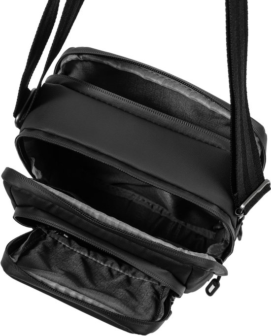 Hedgren RELAX M P sac bandoulière vertical avec protection RFID – Version M – Tissu recyclé déperlant - Noir