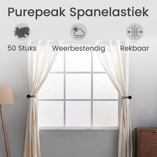 Purepeak Spanelastiek met Bal Set 50 Stuks - Zwart - Tentspanner - Spanrubbers - Elastiek Koord - 11-21 cm Rekbaarheid van Purepeak — afbeelding 2