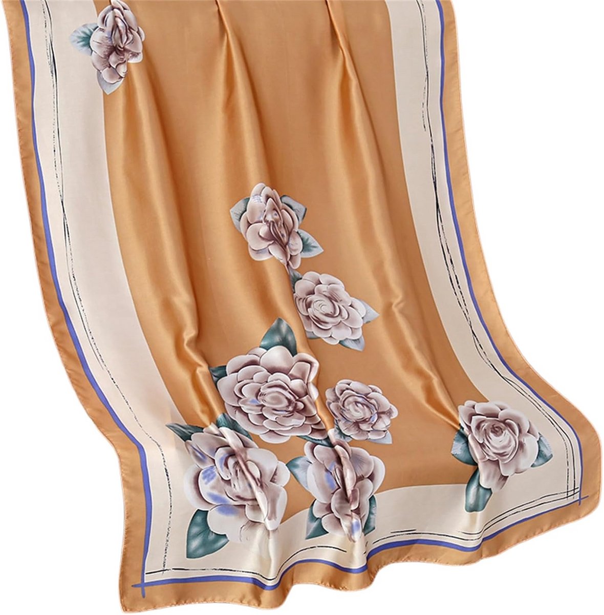 Lange Zijden Chiffon Sjaal Dames met Vintage Schilderij Motief - Lichtgewicht en Elegant