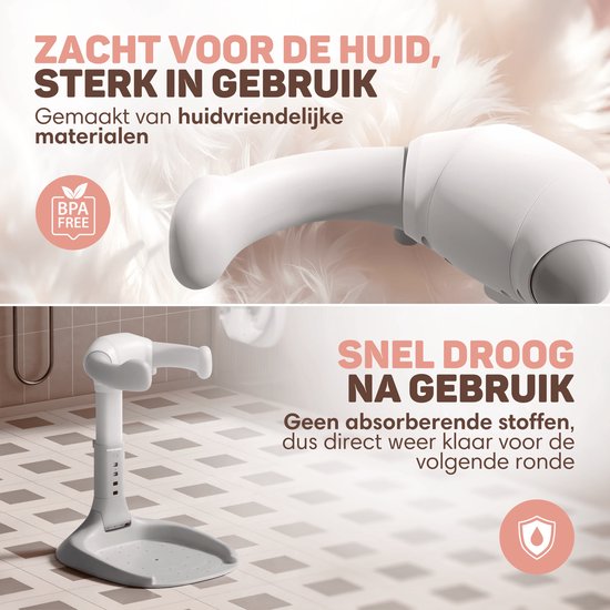 Vulpes Goods® Babycare - Baby Douche Standaard - Verstelbare & Opvouwbare Babybad Stand - Baby Badzitje - Baby Bad Steun - Anti-slip & Anti-knel - met Douchekophouder - Geschikt voor 6-36 Maanden - BPA vrij van Vulpes Goods® — afbeelding 4