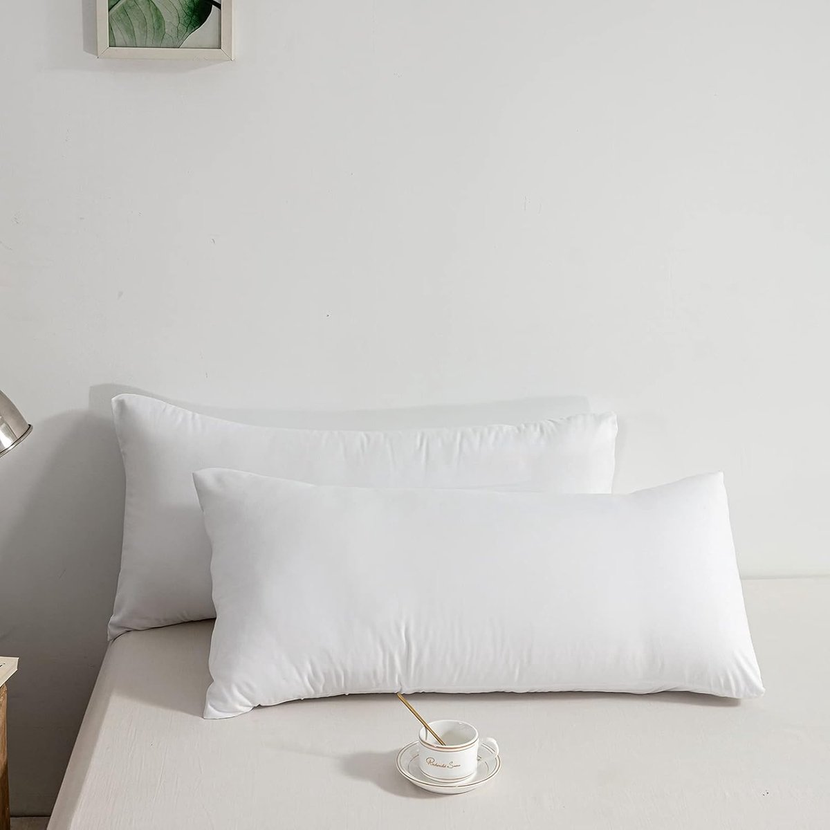 Famanu Kussenslopen 40x80 cm wit set 2, geborsteld polyester met envelopsluiting, ademend en machinewasbaar, hoofdkussenhoes