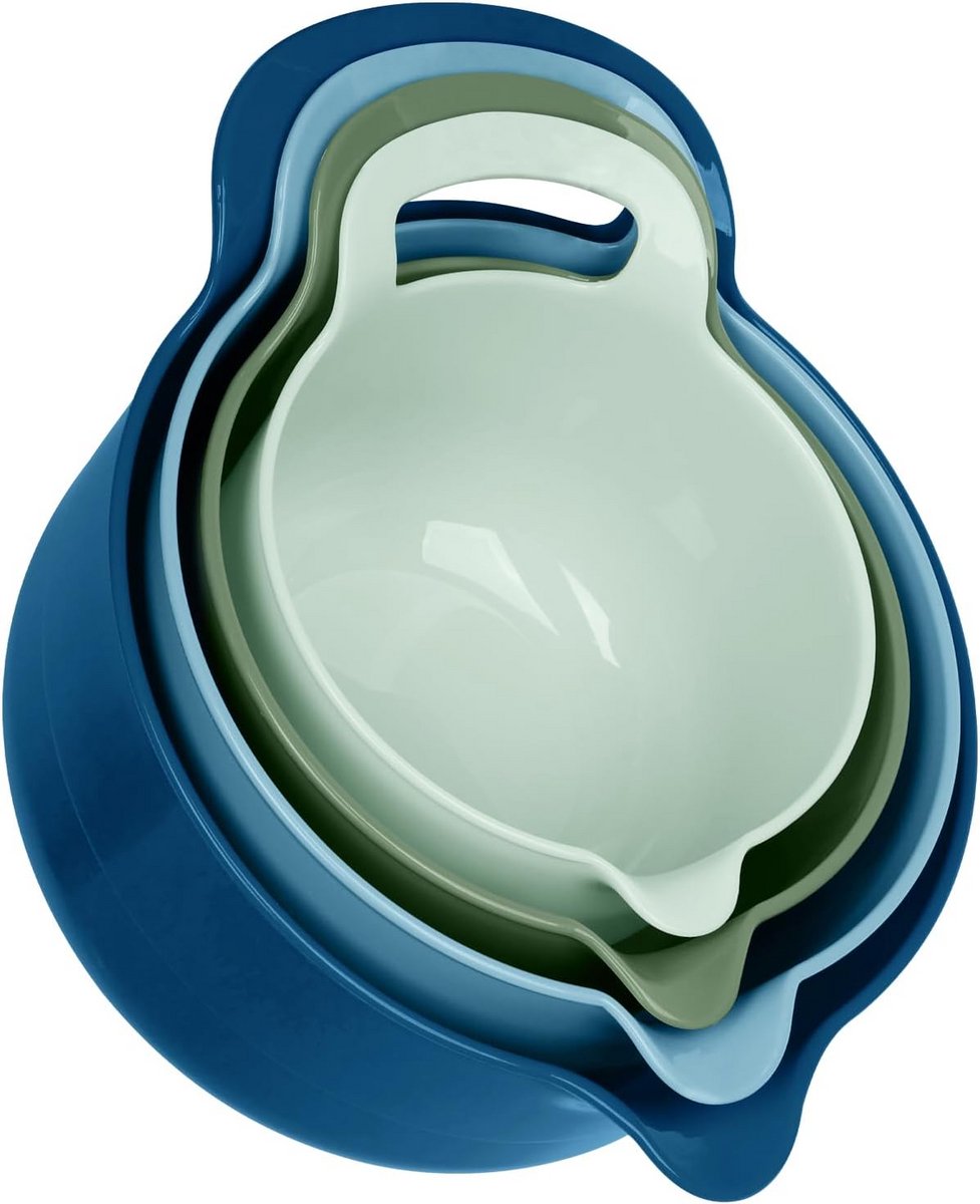 Set van 4 Sapphire Mengkommen met Schenktuit en Handvat - BPA-Vrij, Magnetron & Vaatwasserbestendig