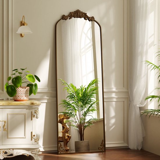 Couleur antique 71"L x 28"B (180,34 x 71,12 cm) Miroir Baroque Vintage Courbé sur toute la longueur