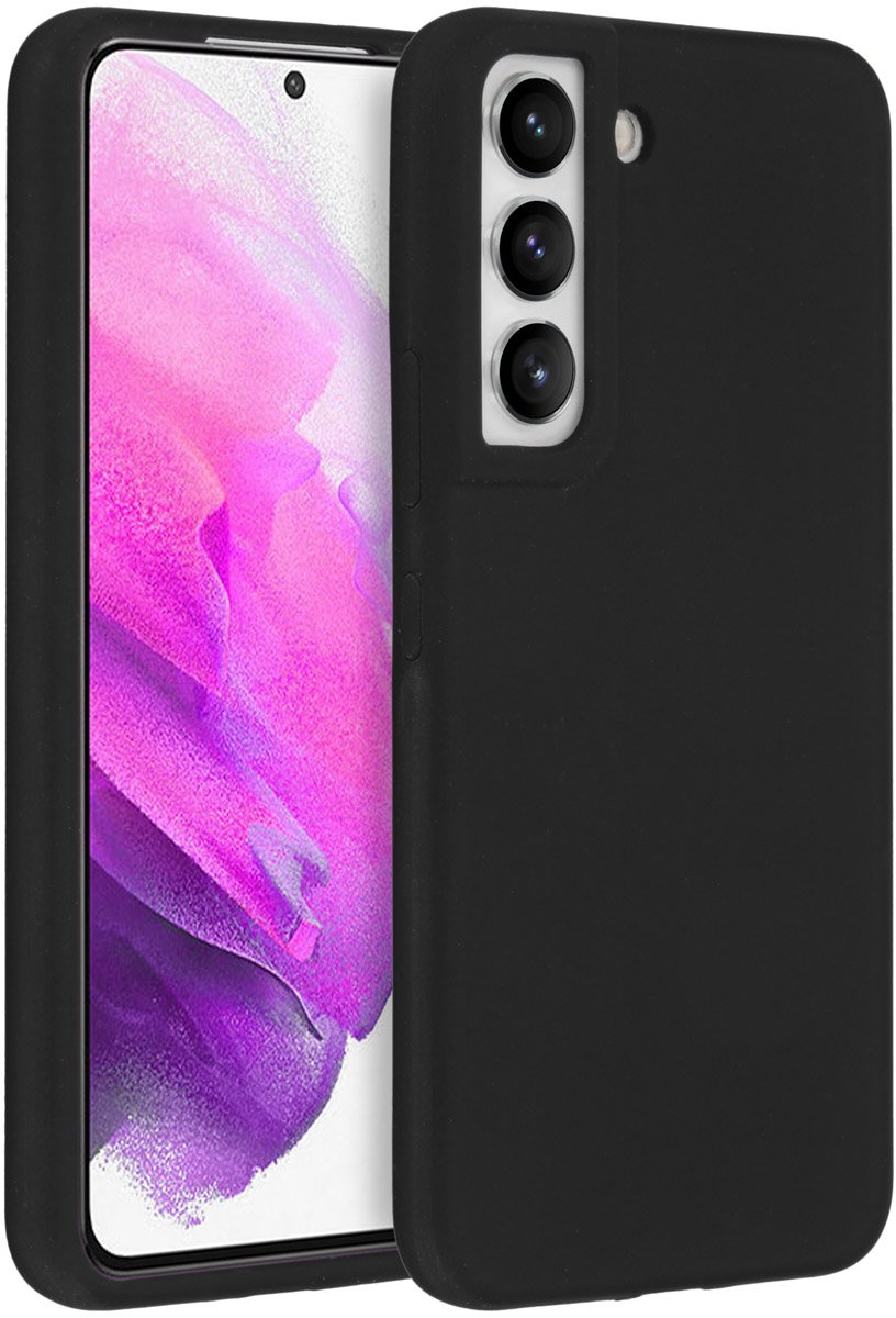 Accezz Hoesje Geschikt voor Samsung Galaxy S22 Hoesje Siliconen - Accezz Liquid Silicone Backcover - Zwart