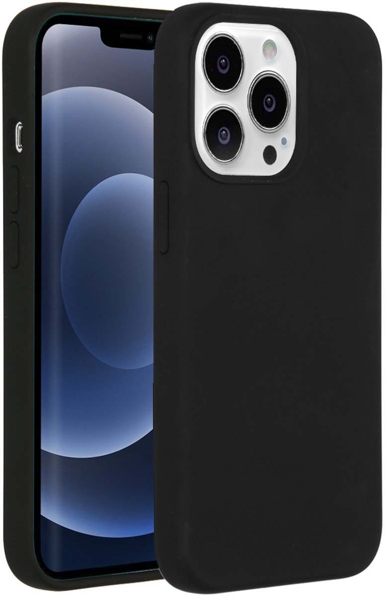 Accezz Liquid Silicone Backcover voor de iPhone 13 Pro hoesje - Zwart