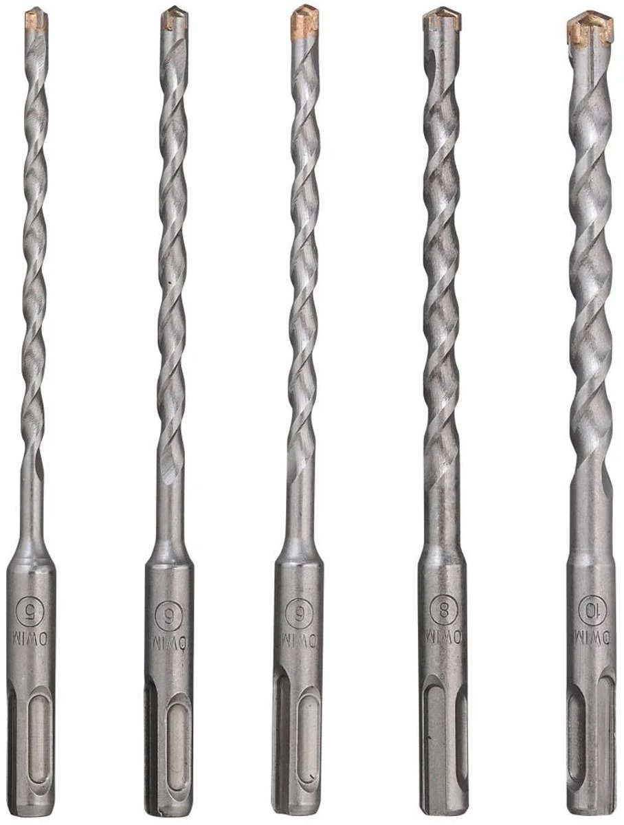 Parkside Performance SDS Plus Boren set 5 delig - SDS Plus boor PSBSP 5 A1 5-delig - Extreem belastbare, 4-snijdende hardmetalen punt (TCT) - Voor metselwerk, beton en gewapend beton - Dubbele spiraal met brede spoed voor optimale materiaalafvoer