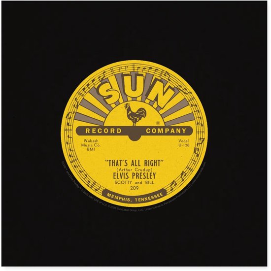 Elvis Presley Sun Records Labelontwerp Poster 40x40 cm