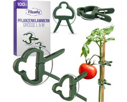 Filzada® 100x Plantenclips Groot L & M Set – Tomaten geleider – Stevige plantenclips geschikt voor tomaten, rozen & meer – Plantenklemmen voor tuin – Grote plantenclips