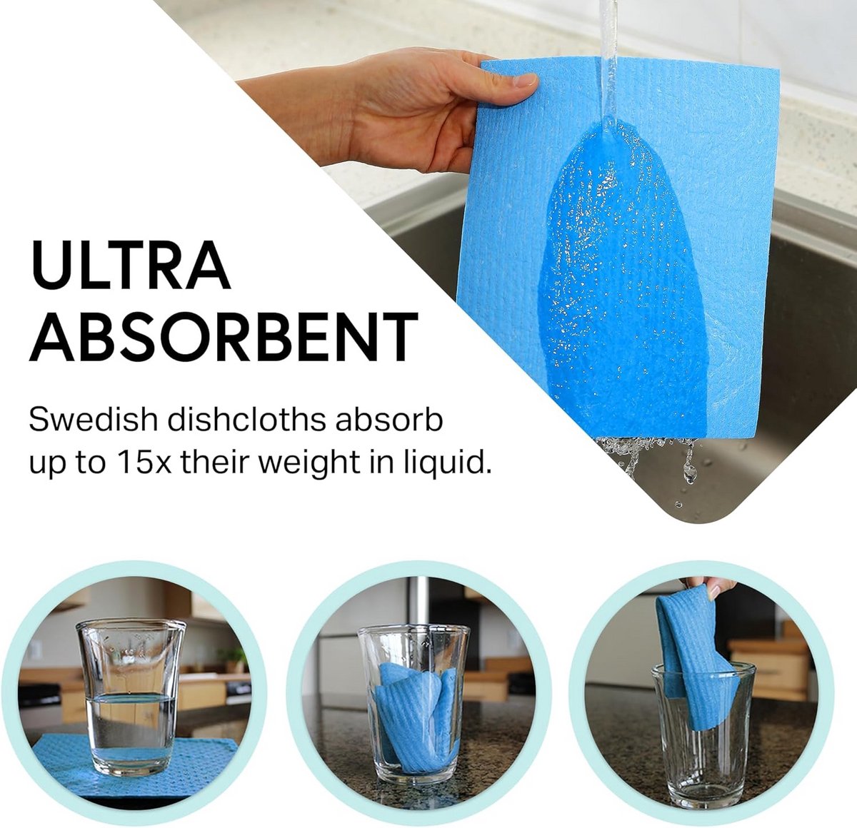 Sponsdoek 20 x 18 cm Blauw