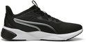 Zwarte Puma sneaker met witte zool en zilverkleurige accenten op de zijkant.