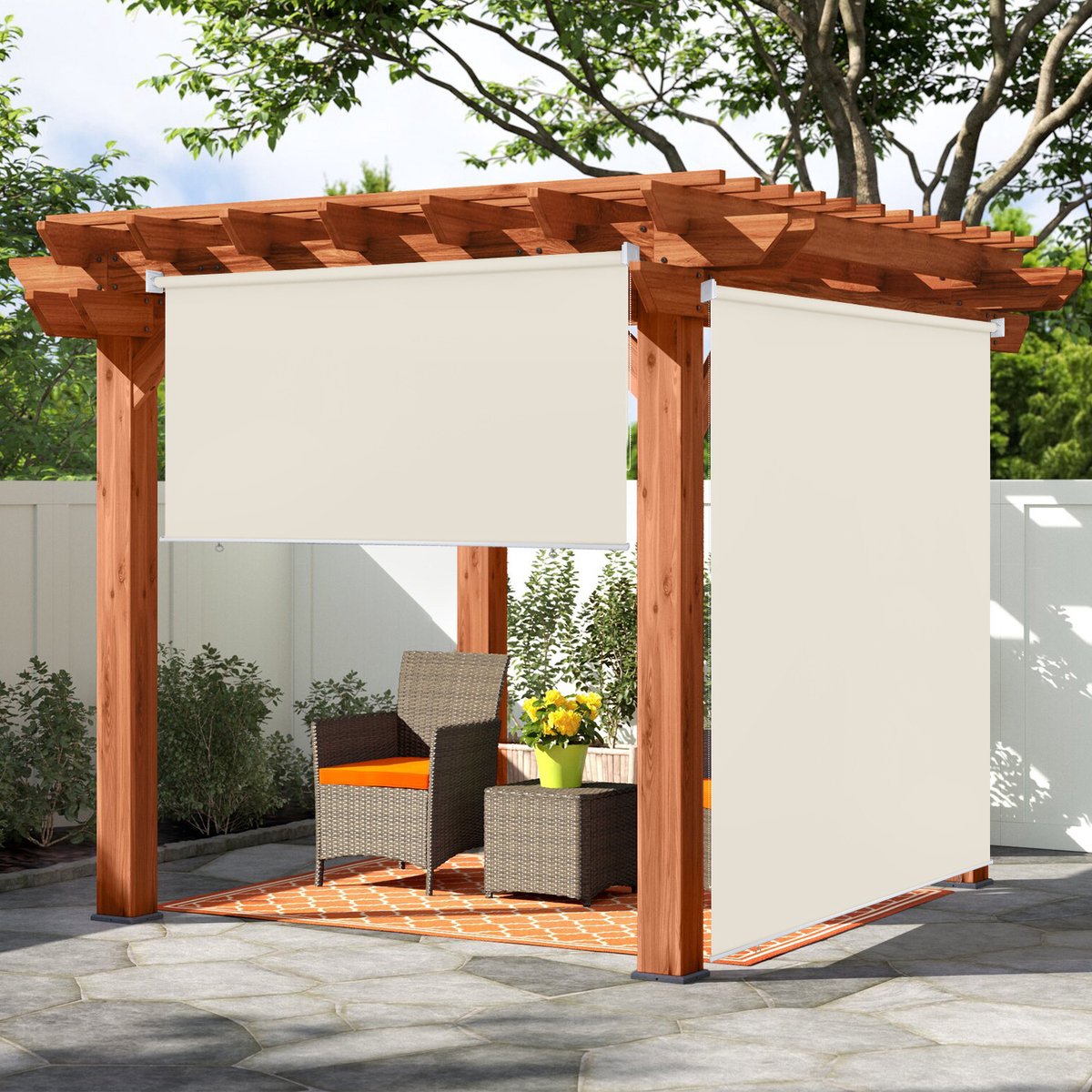 Rolgordijn Verduisterend 140x240cm - Beige - Waterdicht & UV-Bescherming 80% - 1 Stuk
