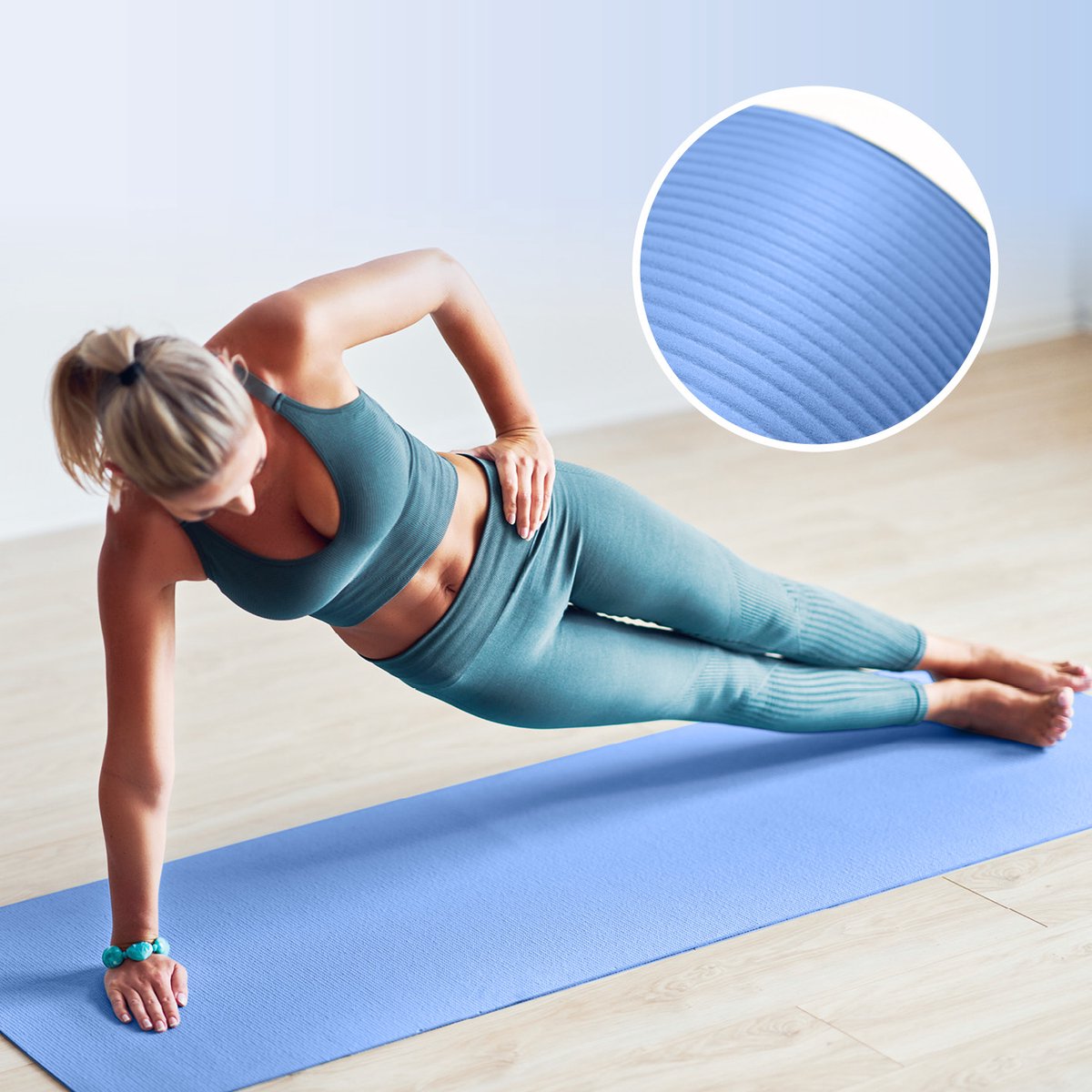 #DoYourFitness - Extra dikke fitness mat - »Jivan« - duurzaam, non-slip, huidvriendelijk, slijtvast - 183 x 61 x 2,0 cm - Blauw thumbnail 5