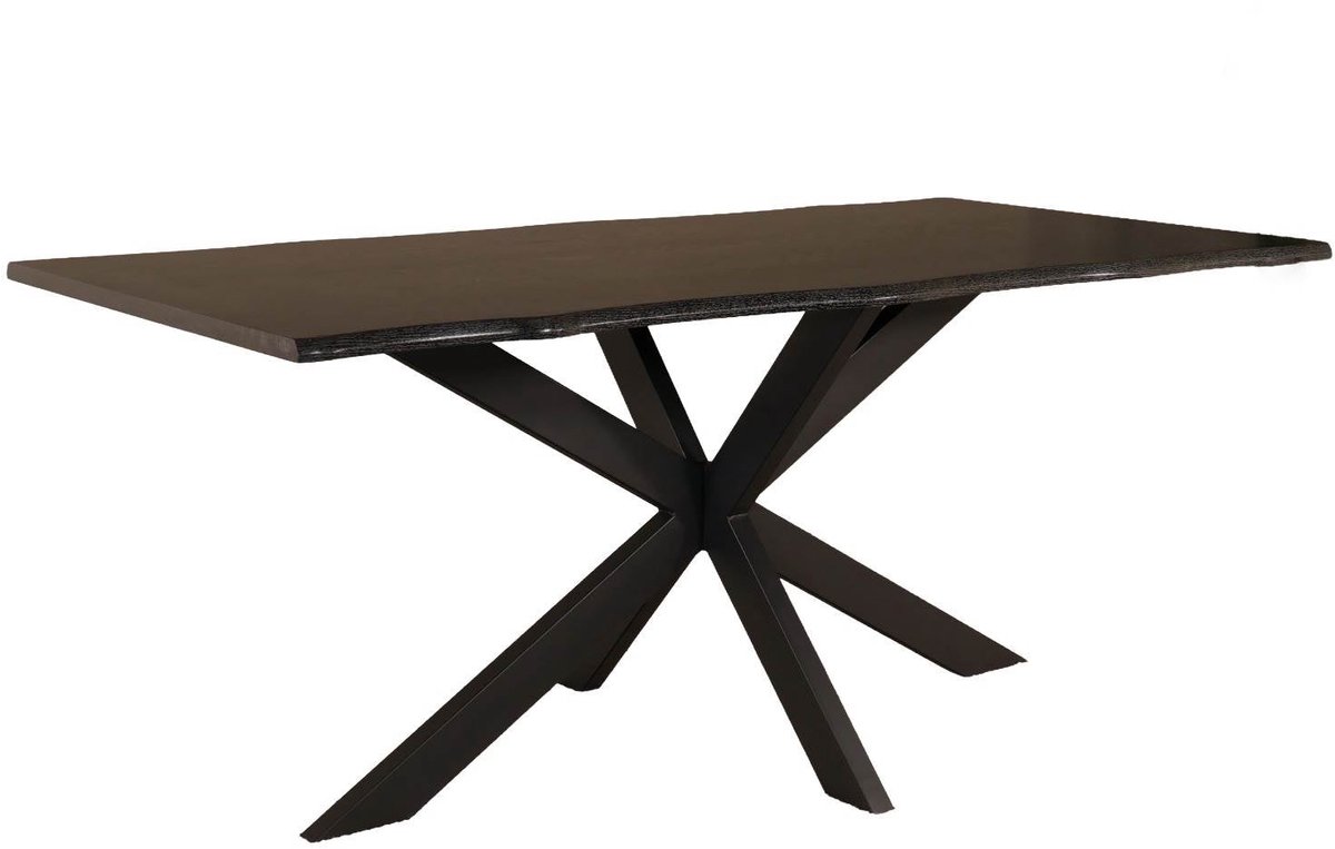 Eettafel langwerpig 220cm Jeffo zwart langwerpige tafel MDF eetkamertafel