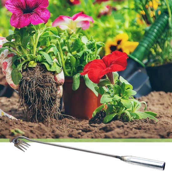 Handonkruidsteker van Roestvrij Staal met Lange Handgreep - Onkruidtrekker voor Tuin, Gazon en Terras van Merkloos	 — afbeelding 4