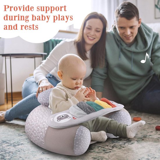 Opblaasbare Babystoel met Activiteitendienblad voor Baby's 3-36 Maanden - Vloerzitje met Piano en Sensorische Speelplank - Draagbaar en Comfortabel Zitje voor Jonge Kinderen van Merkloos — afbeelding 5